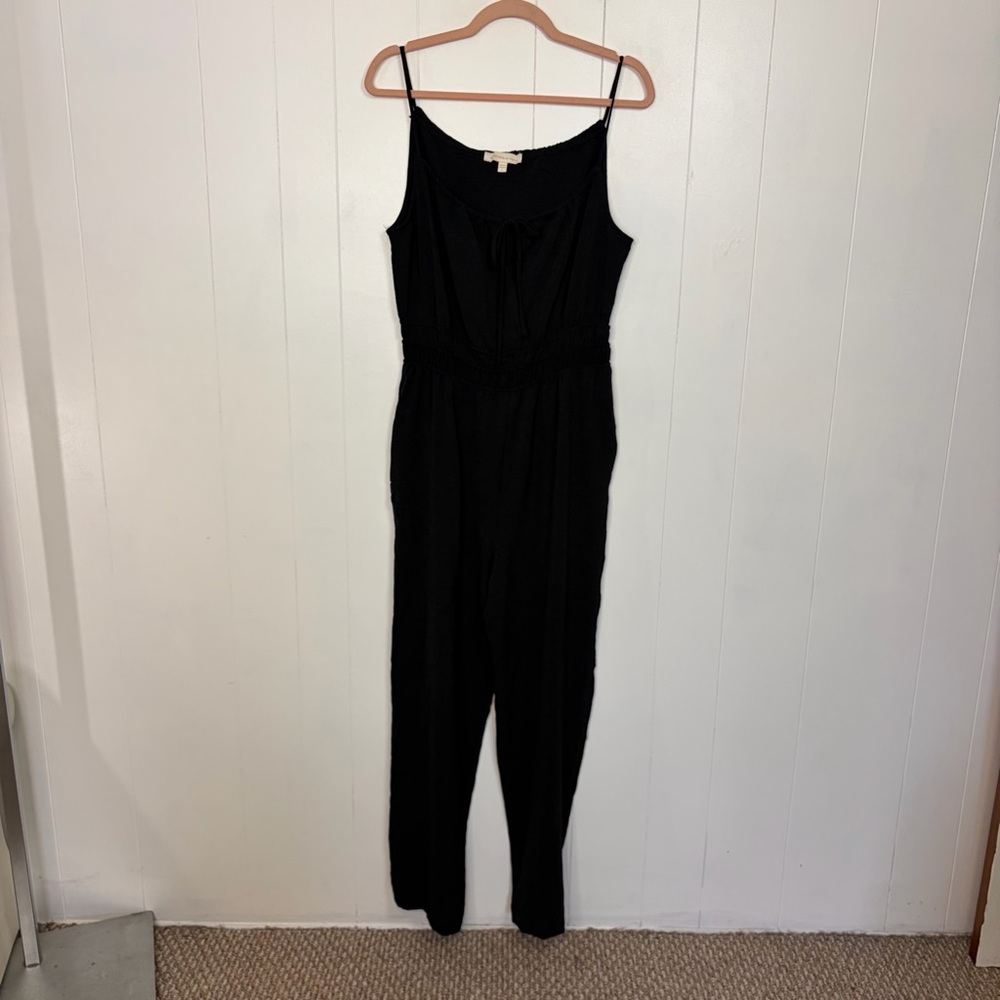 Monteau Black 1 Piece Jumpsuit Romper Straight Leg size Large minimalist summer - Picture 2 of 13